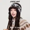 Chapéu de Tricô Jacquard Retro com Dobra para Meninas Recomendado por Influenciador Xiaohongshu Chapéu de Lã Estiloso de Inverno Coreano Protetor de Orelhas