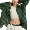Camisa a cuadros de dos colores de marca de moda para hombre y mujer, estilo retro americano, holgada, informal, de manga larga, chaqueta para pareja.