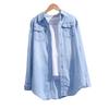 Camisa de mezclilla para mujer 2024 Primavera y Otoño Nuevo Estilo Largo Medio Estilo Coreano Suelta Casual Talla Grande Manga Larga Top Chaqueta para Estudiante
