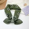 100% Algodón Diseño Coreano Cuadros Azules Cuadrado Pequeño Bufanda para Mujer Primavera Verano Versátil Combinación Camisa Decoración Bufanda Pequeña para Cuello Bufanda de Seda