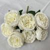 7 Cabezas Rosa de Rafia con Borde Quemado Estilo Ins Adornos de Decoración para Dormitorio Flores Artificiales Tela Cepillada Ramo de Rosas con Borde Quemado Venta al por Mayor