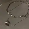 Collar de Anillo de Acero de Titanio Estilo Ins para Mujer Cadena Doble Apilada para Clavícula Diseño de Nicho Accesorios de Cadena para Suéter de Gama Alta