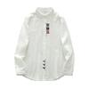 Camiseta de algodón suave de doble capa con bordado de gato de manga larga para mujer 2024 Primavera y Otoño Nueva Camiseta top adelgazante que reduce la edad