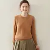 Suéter de Caxemira Baicaierong 2026 Outono/Inverno Feminino, Gola Redonda Design Versátil Malha de Lã para Outono e Inverno