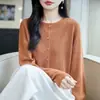 Cárdigan de punto con pedrería estilo japonés para mujer, nueva colección de otoño, corte holgado, versátil, rejuvenecedor, abrigo artístico de lana de hilo fino