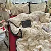 Venta al por mayor del fabricante Juego de cuatro piezas de Gasa Arrugada Plisada de Encaje Clase A, Cómodo y Suave, Algodón Lavado Floral Lindo de Primavera y Verano