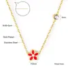 Collar Transfronterizo de Joyería con Goteo de Aceite Flor de Margarita Pequeña Corona Dulce Colgante de Mariposa Cadena para Clavícula Collar de Acero Inoxidable para Mujer