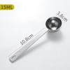 Cuchara medidora de acero inoxidable 304 espesada, cuchara medidora de café a escala de 10/15 ml, cuchara medidora para hornear, cuchara medidora de café en polvo