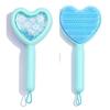 Peine para el cabello Shunfa con patrón lindo para niños, color macarrón con forma de corazón de melocotón, peine para masaje del cuero cabelludo, retrato de cabeza de gatito y ternera