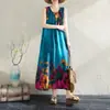 Nuevo vestido largo sin mangas de estilo resort costero con fruncido en la cintura para mujer, talla grande, adelgazante, para mujeres de talla grande, vestido largo con tiras para la playa