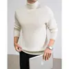 Suéter de Punto Grueso de Cachemira Mezclada y Seda de Morera para Hombre con Cuello Alto de Calibre 16 Camisa Base Cálida de Invierno