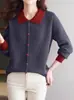 Top de punto con cuello Peter Pan para mujer, camisa de solapa para debajo de la ropa, nuevo estilo 2025, estilo extranjero, ropa interior, se puede usar por fuera, suéter de punto