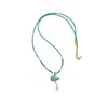 Collar de Cadena Larga de Lana Elegante Versátil de Moda Retro con Borla Letra Calavera de Calabaza Lujo Ligero Nicho Exquisito para Mujer