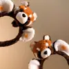Nova Tiara de Cabeça de Panda Vermelho Parques de Diversão Orelhas de Animal de Pelúcia Tiara de Boneco Guaxinim Fantasia de Performance Adereço de Cabeça para Foto