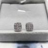 Europeu e Americano novo S925 quadrado de prata esterlina incrustado zircão orelha studs cross-border simples estilo frio menina flash diamante orelha jóias
