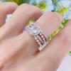 Anillo exagerado de circonitas micro incrustadas personalidad vanguardista diamante ovalado anillo de lujo anillo línea de diamantes completa anillo de diamantes multicapa