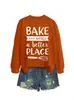BAKE THE WORLD Loja Independente da Lista de Desejos da Amazon Moletom Feminino Outono Inverno Versátil e Moderno com Gola Redonda e Manga Longa