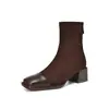 Nuevas Botas Cuadradas de Baja Altura con Costuras de Gamuza 2024 Botas Cortas de Caballero Británicas Botas de Tacón Medio Grueso 32-43 Botas de Comercio Exterior