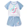 Traje de ropa para niños 2023 verano nuevo TikTok súper popular camiseta de manga corta pantalones cortos casual deportivo traje de dos piezas moda