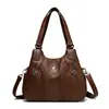 Bolso de Mujer 2026 Moda Transfronteriza Bolso Tote de Cuero Lavado Gran Capacidad Bolso de Hombro Versátil para Madres de Mediana Edad Se Puede Usar Cruzado