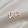 Pendientes de Tachuela de Flor de Perla Esmaltada de Plata de Ley 925 con Circonita para Mujer, Nuevo Estilo Popular, Joyería para Orejas de Lujo Ligero de Alta Gama, Clásicos