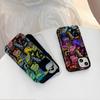 Estojo de Filme Colorido com Letras de Grafite da Moda e Descolado para Apple 18 Pro Max, Capa Dura Fosca Personalizada para iPhone 15