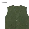 Chaleco de punto retro verde con cuello en V GoodNorth para hombre y mujer, top de chaleco cárdigan de punto en capas para otoño