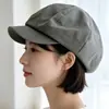 Gorra de Lino Estilo Minimalista para Viajes Diarios para Mujer, Gorra Casual Elegante de Otoño e Invierno, Gorra de Boina Versátil Relajada, Moderna