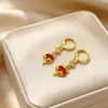 Aretes Boutique de Zorro con Gema Incrustada de Diamantes, Chapados en Oro Latón, Chapado en Oro Imitación, Joyería para Boda, Aretes de Hebilla de Primavera para Mujer