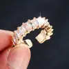Anillo Abierto de Lujo Cruzado Incrustado con Circonita Venta Caliente Súper Brillante Moda Sensación de Alta Gama Versátil para el Trabajo Anillo para el Dedo Joyería de Mano