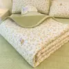 Capa de Cama de Algodão Classe A Conjunto de Três Peças Outono e Inverno Acolchoada com Fleece Protetor de Colchão Veludo Leite para Bebê Lençóis de Cama Protetores de Colchão Acolchoados Almofadas de Algodão Puro