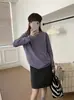 Camiseta básica de punto sin costuras de cuello alto, nuevo estilo otoño e invierno, suelta y estiliza, suéter pullover suave y acogedor para mujer