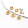 Oro Real de 18K Fuerte Retención de Color Agujero Grande Diamante Incrustado Espaciador Hueco Perla Espaciador Mariposa Pulsera DIY Collar Accesorios de Joyería C45