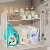 Gabinete de Baño Estante de Almacenamiento Integrado, Estante de Almacenamiento para Lavabo de Baño, Organizador de Cosméticos de Doble Capa para debajo del Lavabo