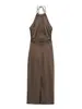 Para Vestido Aliexpress Transfronterizo Ropa de Mujer Estilo Europeo y Americano Verano Nuevo Accesorios Casuales Cuello Halter Falda Larga Midi