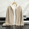 Suéter con Capucha de Cachemir con Puntada Yuanbao 26 para Hombre, Cárdigan Grueso con Cremallera, Sudadera con Capucha Deportiva Casual Color Block, Directo del Fabricante