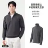 Sudadera de Lana Lyocell con Media Cremallera y Cuello Alto para Hombre Camisa Deportiva 2026 Camiseta de Manga Larga Otoño Invierno Lyocell Lana