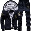 2023 Inverno novo terno de suéter masculino forrado de lã engrossado casaco com capuz plus size terno de roupas masculinas casuais