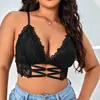 Lencería seductora europea y americana de talla grande con escote de encaje en V profunda con cierre de anillo y cordones cruzados sujetador sexy de encaje 8348
