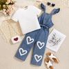 Amazon Ventas Calientes Transfronterizas Verano Nuevo Explosiones Traje de Niñas Europa y Estados Unidos Jersey Infantil con Pantalones de Tirantes