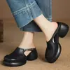 Sandalias de Mujer con Suela Gruesa y Punta Abierta de Piel Suave, Tacón Grueso y Hebilla Metálica, Nuevas 2026 Verano Zapatillas de Hada de Tacón Alto