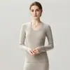 Suéter de Punto Fino de Lana y Cachemira para Mujer, temporada Otoño e Invierno, Calibre 12, Cuello en U, Manga Larga, Ajustado, Prenda Base