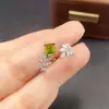 Acessórios de Anel de Diopsídio Natural para Mulheres Nicho de Luxo Joias de Prata 925 5*5mm Moda Lote de Fábrica