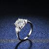 Anillo Clásico de Plata S925 de Cuatro Garras Anillo de Moissanita de 3 Quilates Anillo en Forma de Corazón para Mujer Anillo de Boda Huevo de Paloma Transmisión en Vivo