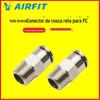 Conexão de tubo reta passante de inserção rápida roscada niquelada de cobre total PC8-02 conexão pneumática reta passante roscada de metal