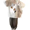 Moletom Gola Redonda Feminino 2026 Novo Outono Inverno Com Pelúcia Extra Tamanho Grande Sem Capuz Solto Estilo Preguiçoso Estilo Hong Kong Chique Manga Longa