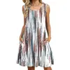 Amazon Europa y Estados Unidos comercio exterior transfronterizo primavera y verano 2025 nuevo vestido de chaleco estampado suelto con bolsillos para mujer en stock