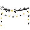 Decoración de ambiente de temporada de graduación Banner de purpurina de flores de feliz graduación Estrella de cinco puntas Sombrero de doctor Bandera de cuerda de 2 m