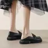 Zapatos Pequeños de Cuero para Mujer 2026 Nuevo Otoño Negro Suela Plana Zapatos Individuales Versátiles Mocasines Slip-on Zapatos para Mujer