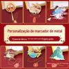 Marcador de Página Personalizado em Metal Vazado Pintura Vitral Translúcida Transparente Luz e Sombra Grade de Janela Marcador de Página Museu Cênico Presentes Culturais e Criativos